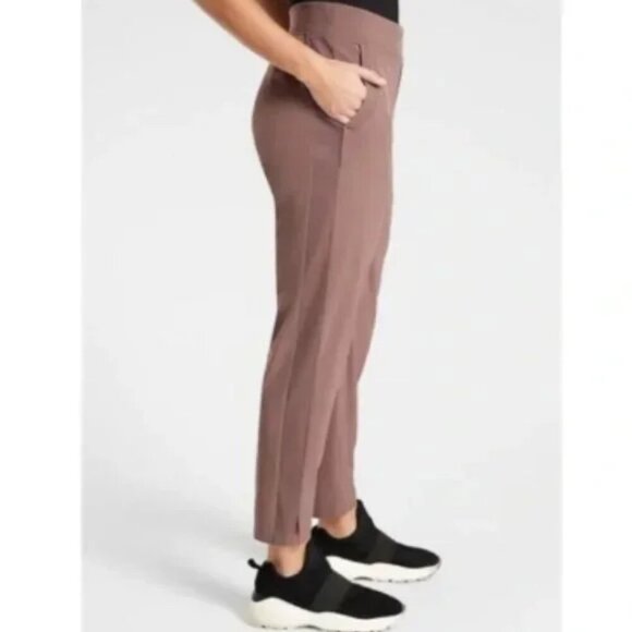 Athleta Brooklyn Ankle Pants Cappuccino with Ribbed Sides sz 10 - Picture 2 of 6